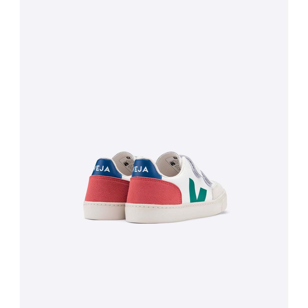 Veja V-12 LEATHER Kids' Sneakers White/Red | NZ 883FDN